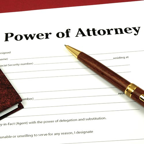 A form that says Power of Attorney at the top